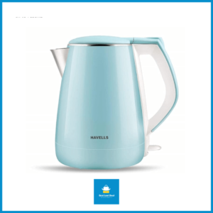 Havells Aqua Plus 1.2 litre Double Wall Kettle 304 Stainless Steel Inner Body Cool touch outer body Wider mouth 2 Year warranty (Blue, 1500 Watt)